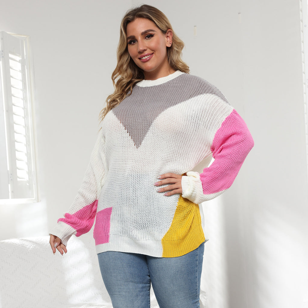 Women's Knit Sweater Plus Size Loose Casual Crewneck Sweater