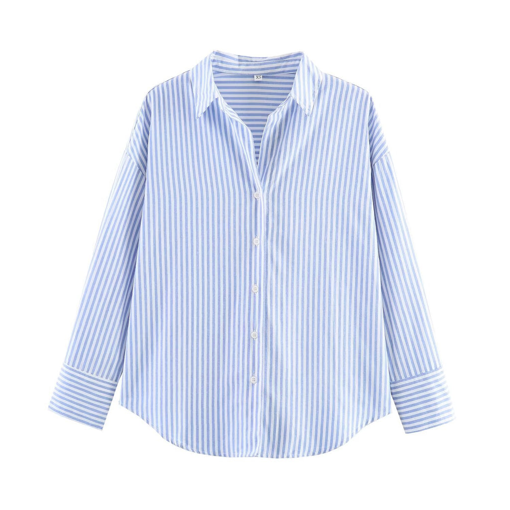 Minimalist style loose and versatile striped shirt
