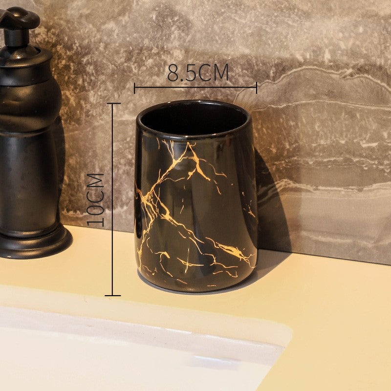 Luxury Couple’s Ceramic Cup Set – High-End Bathroom Tumblers