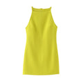 Robe Courte Col Droit Sans Manches Slim Fit