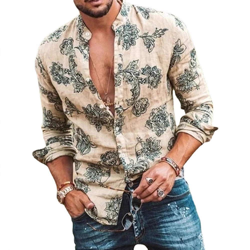 Chemise Florale Slim Fit Col Revers