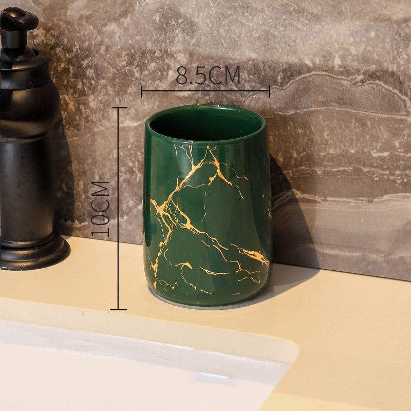 Luxury Couple’s Ceramic Cup Set – High-End Bathroom Tumblers