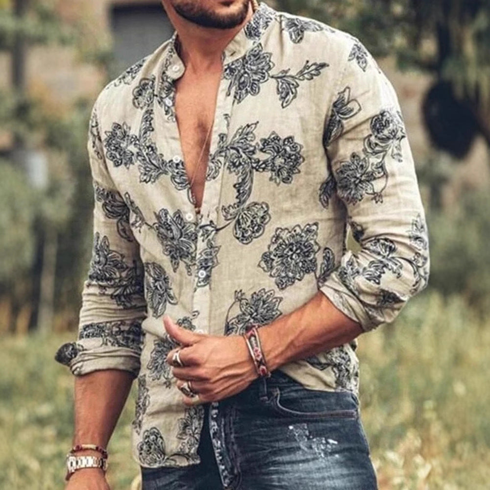Chemise Florale Slim Fit Col Revers
