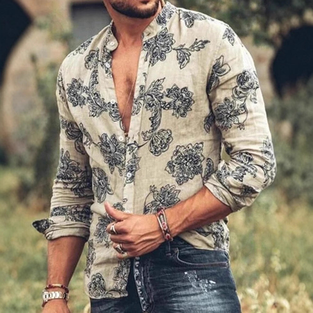 Chemise Florale Slim Fit Col Revers