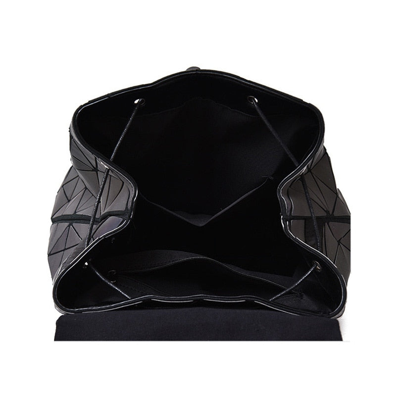 Women Backpack Luminous Geometric Plaid Sequin Female Backpacks For Teenage Girls Bagpack Drawstring Bag Holographic Backpack