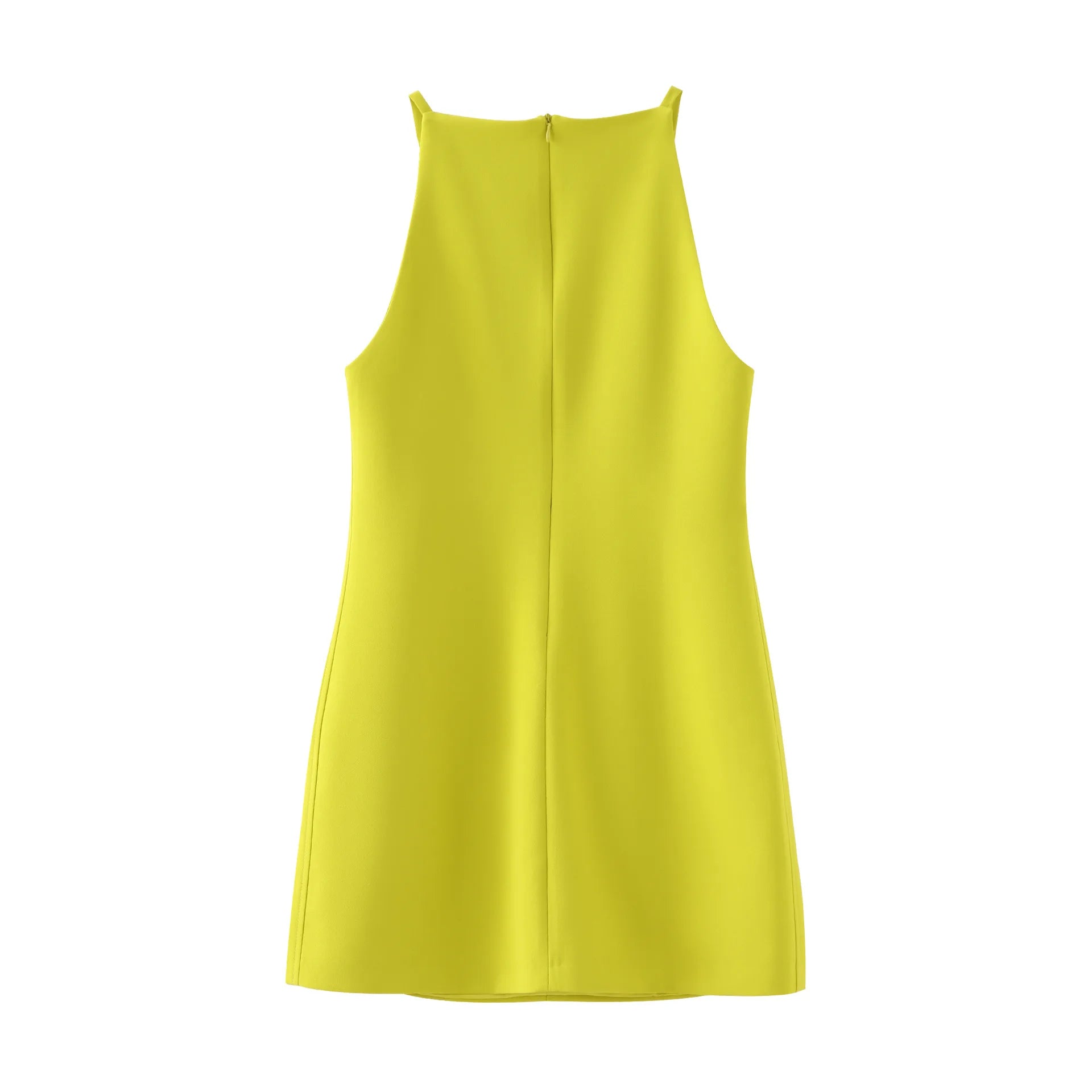 Robe Courte Col Droit Sans Manches Slim Fit