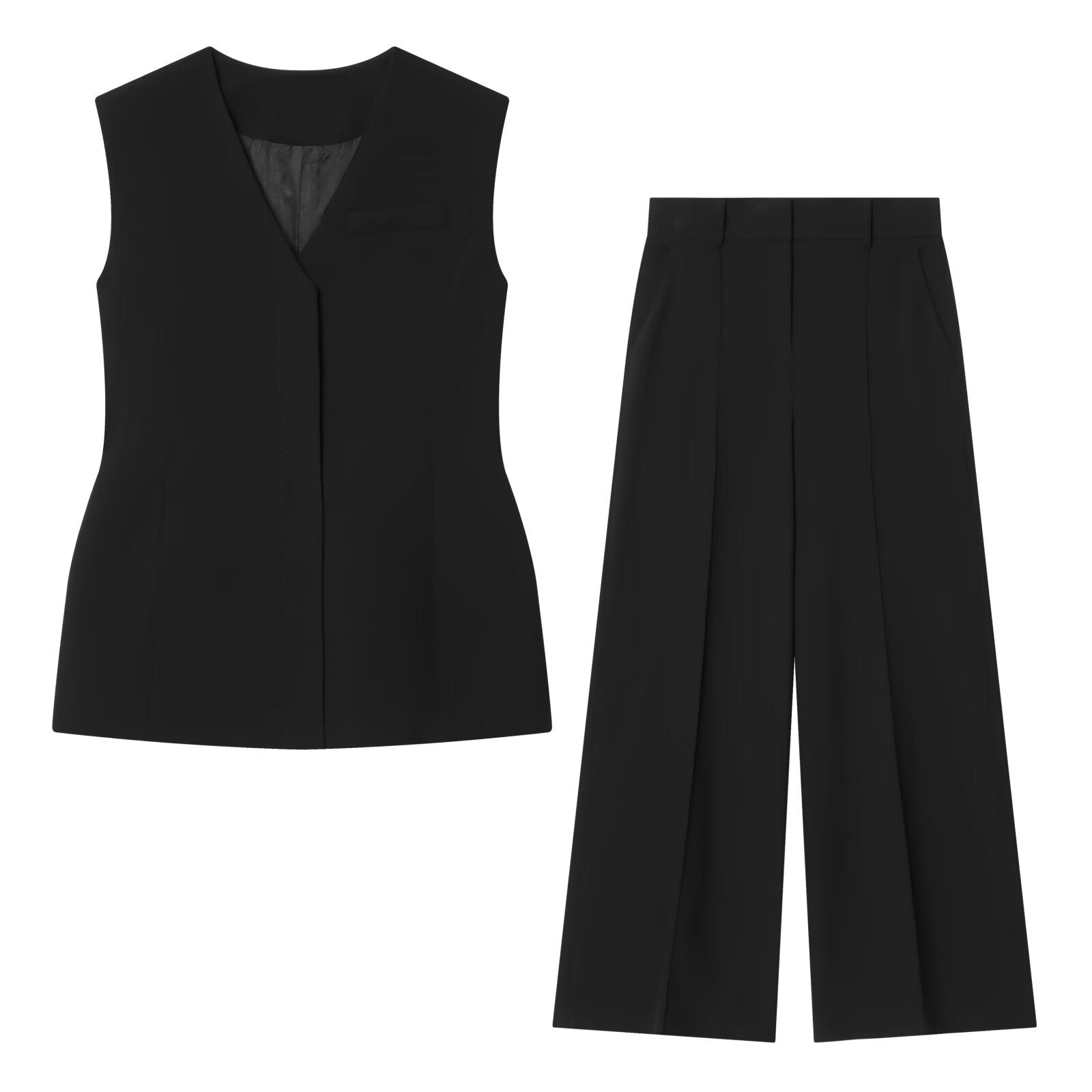 Ensemble Gilet Slim + Pantalon Droit Taille Haute
