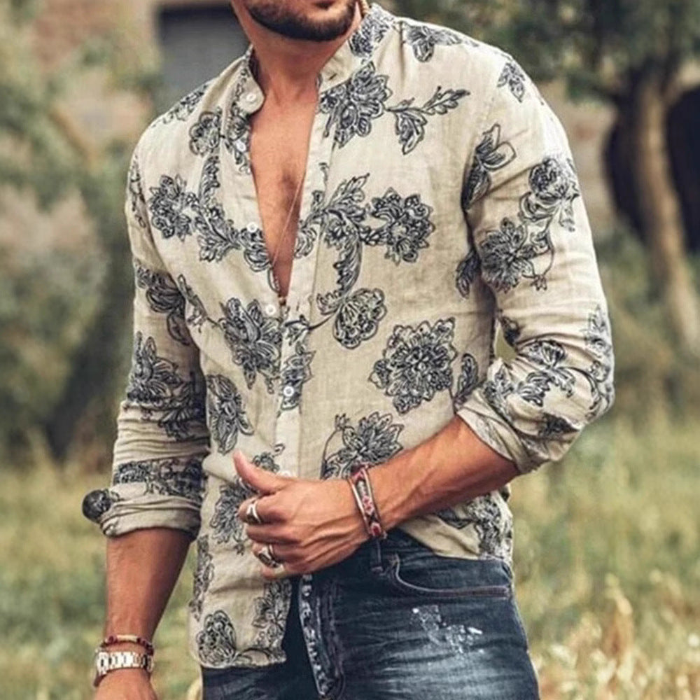 Chemise Florale Slim Fit Col Revers