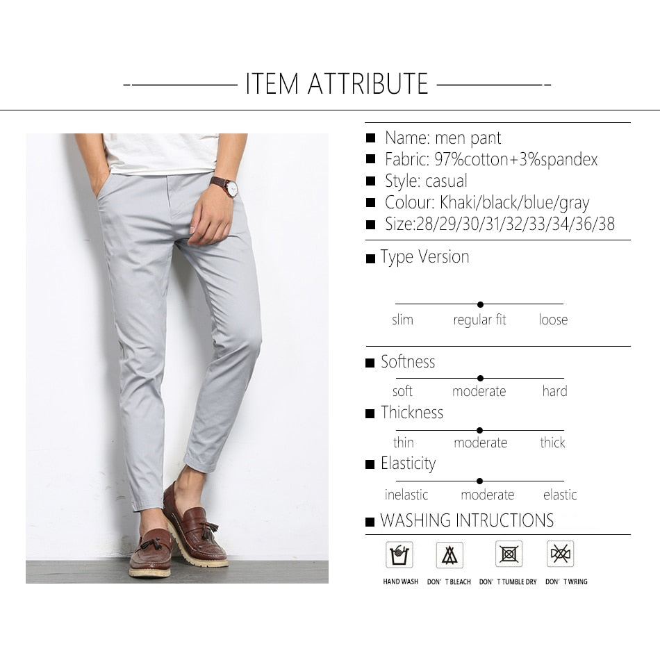 Pantalon Casual Droit Élastiqué Cheville Homme